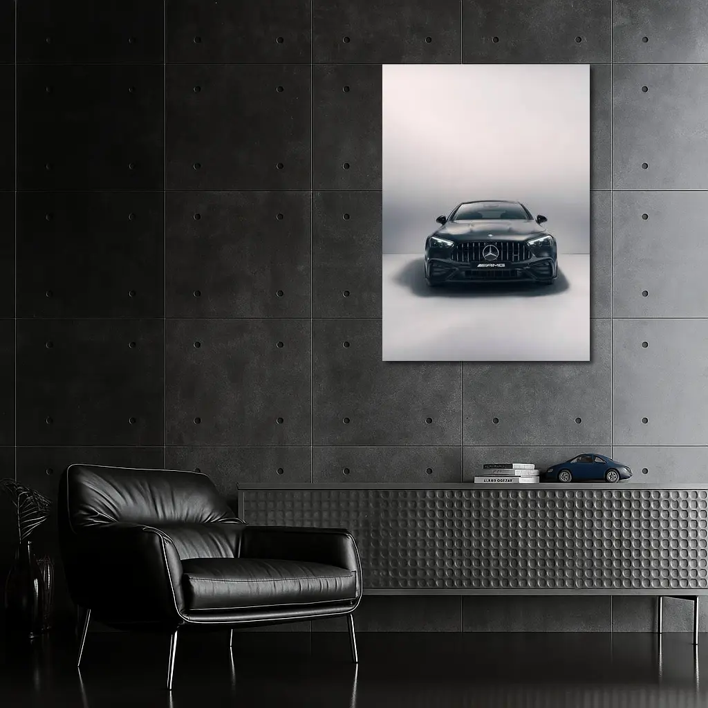 Mercedes AMG Black Coupe Studio Front View – Wall Art