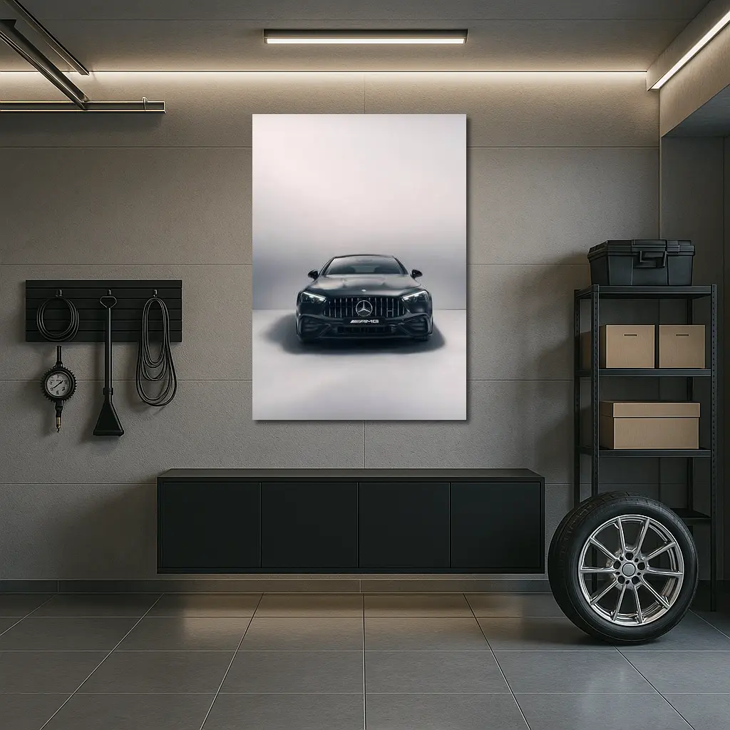Mercedes AMG Black Coupe Studio Front View – Wall Art