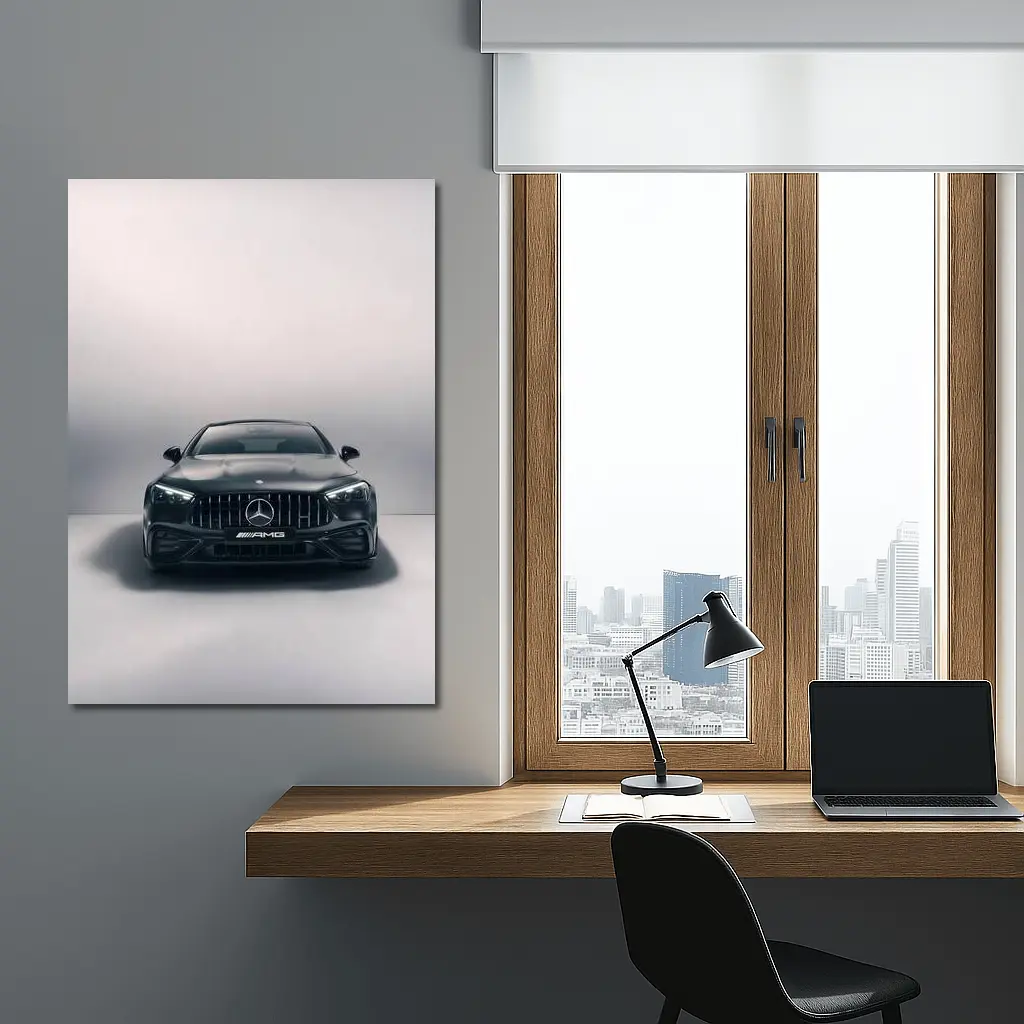 Mercedes AMG Black Coupe Studio Front View – Wall Art