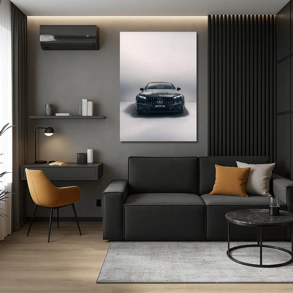Mercedes AMG Black Coupe Studio Front View – Wall Art