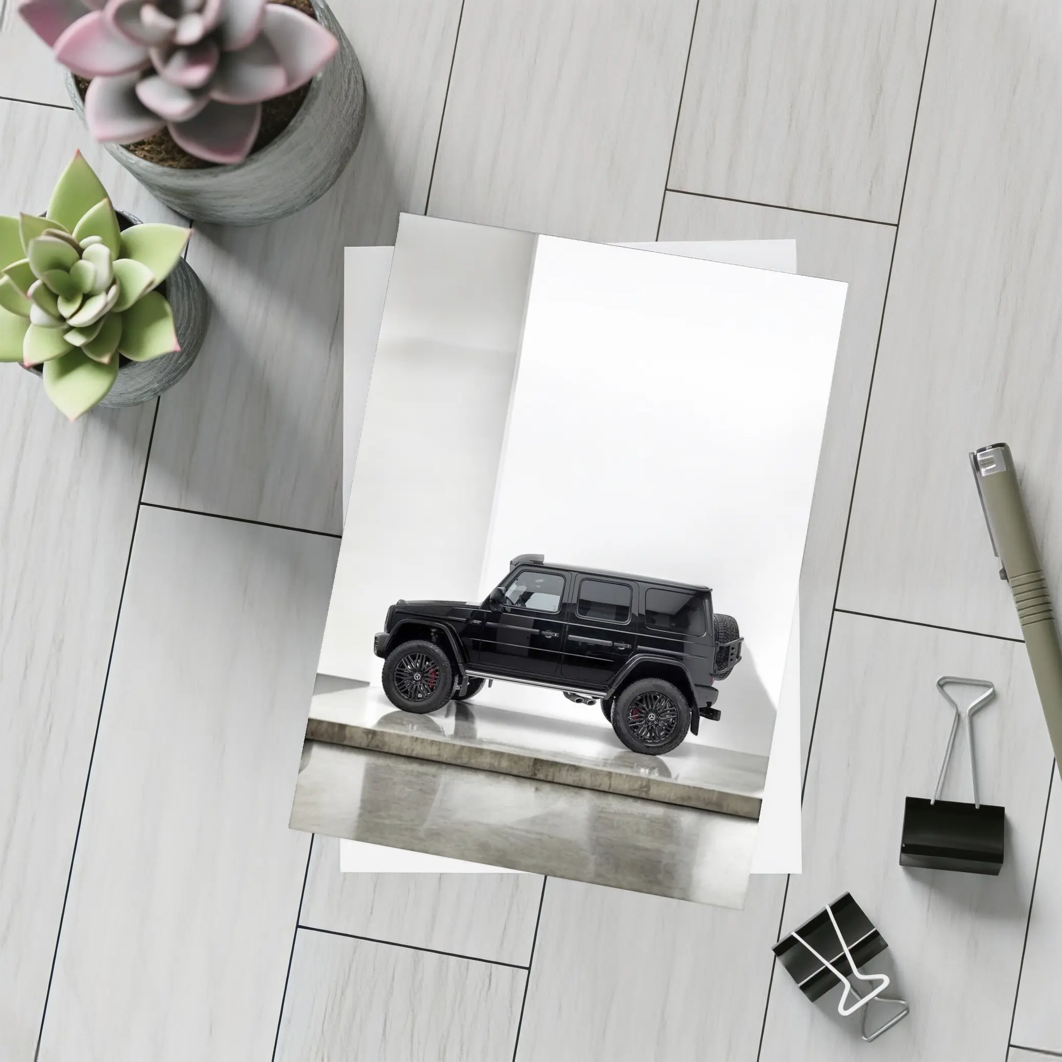 Mercedes G Class Black SUV White Studio – Postcards