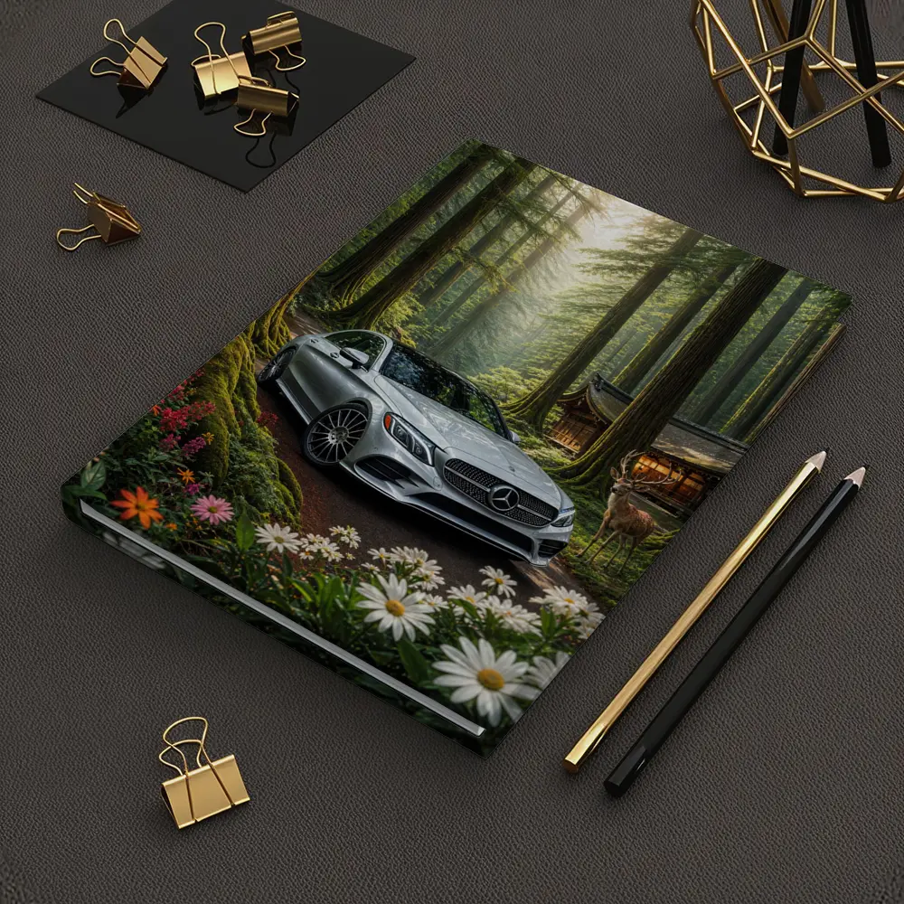 Mercedes C Class Silver Car Forest Setting – Notebooks