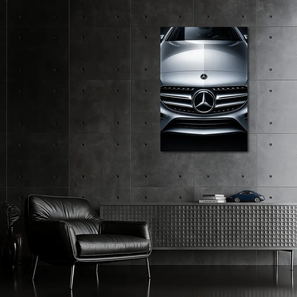 Mercedes C Class Hood Close Up Silver – Wall Art
