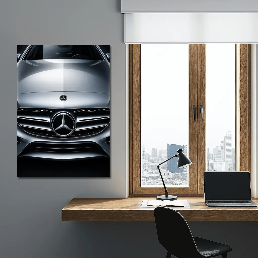 Mercedes C Class Hood Close Up Silver – Wall Art