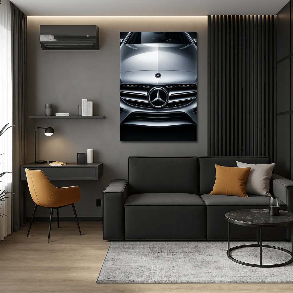 Mercedes C Class Hood Close Up Silver – Wall Art