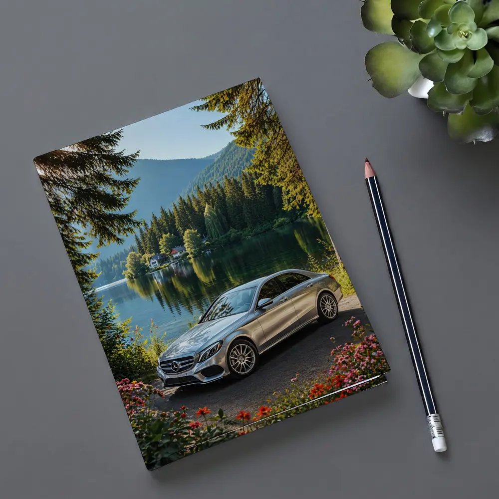 Mercedes C Class Silver Sedan by Lake – Notebooks