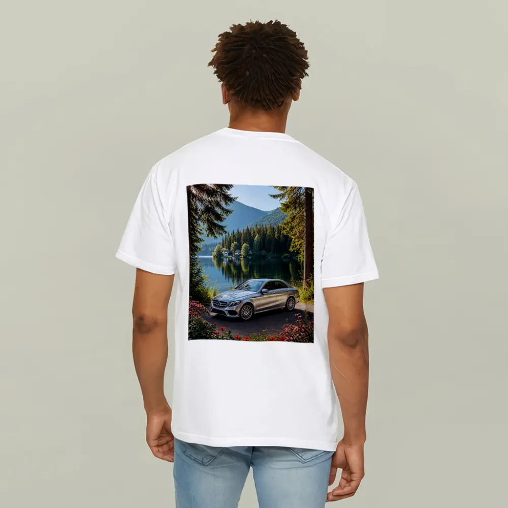 Mercedes C Class Silver Sedan by Lake – T-Shirts