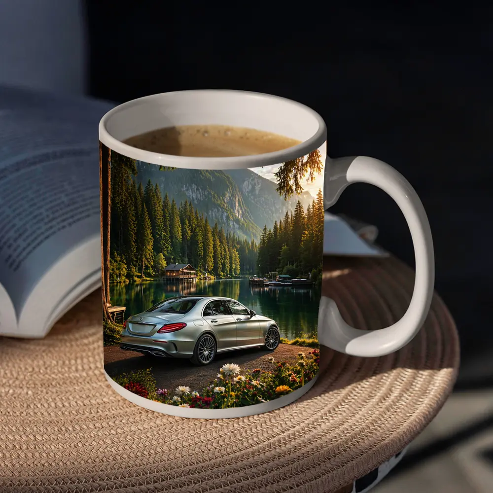 Mercedes C Class Silver Sedan Mountain Lake – Mugs