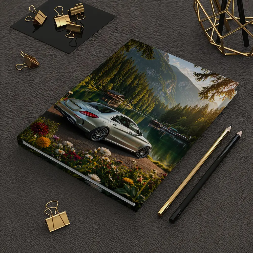 Mercedes C Class Silver Sedan Mountain Lake – Notebooks
