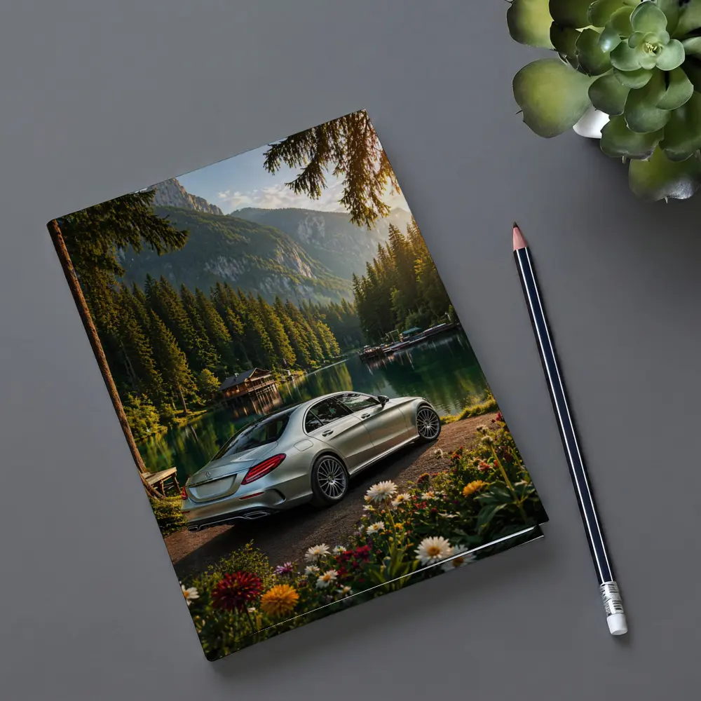Mercedes C Class Silver Sedan Mountain Lake – Notebooks