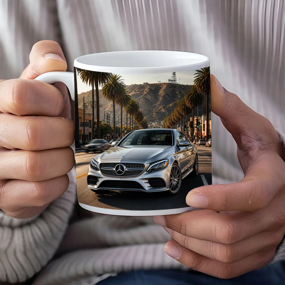 Mercedes C Class Silver Los Angeles Streets – Mugs