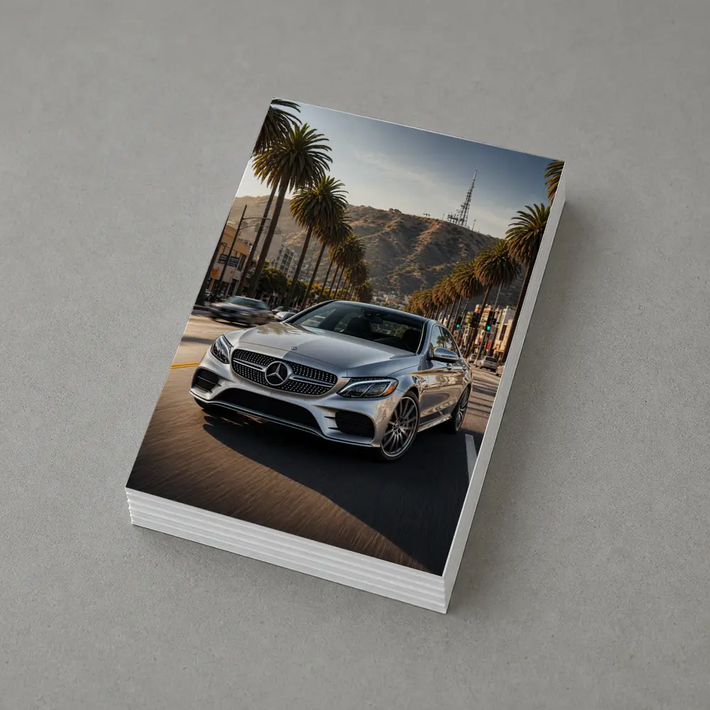Mercedes C Class Silver Los Angeles Streets – Postcards