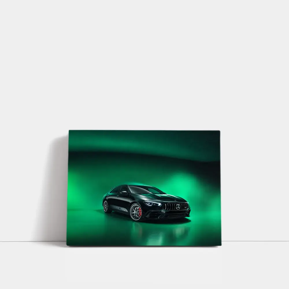 Mercedes AMG CLA Green Aurora Background – Wall Art