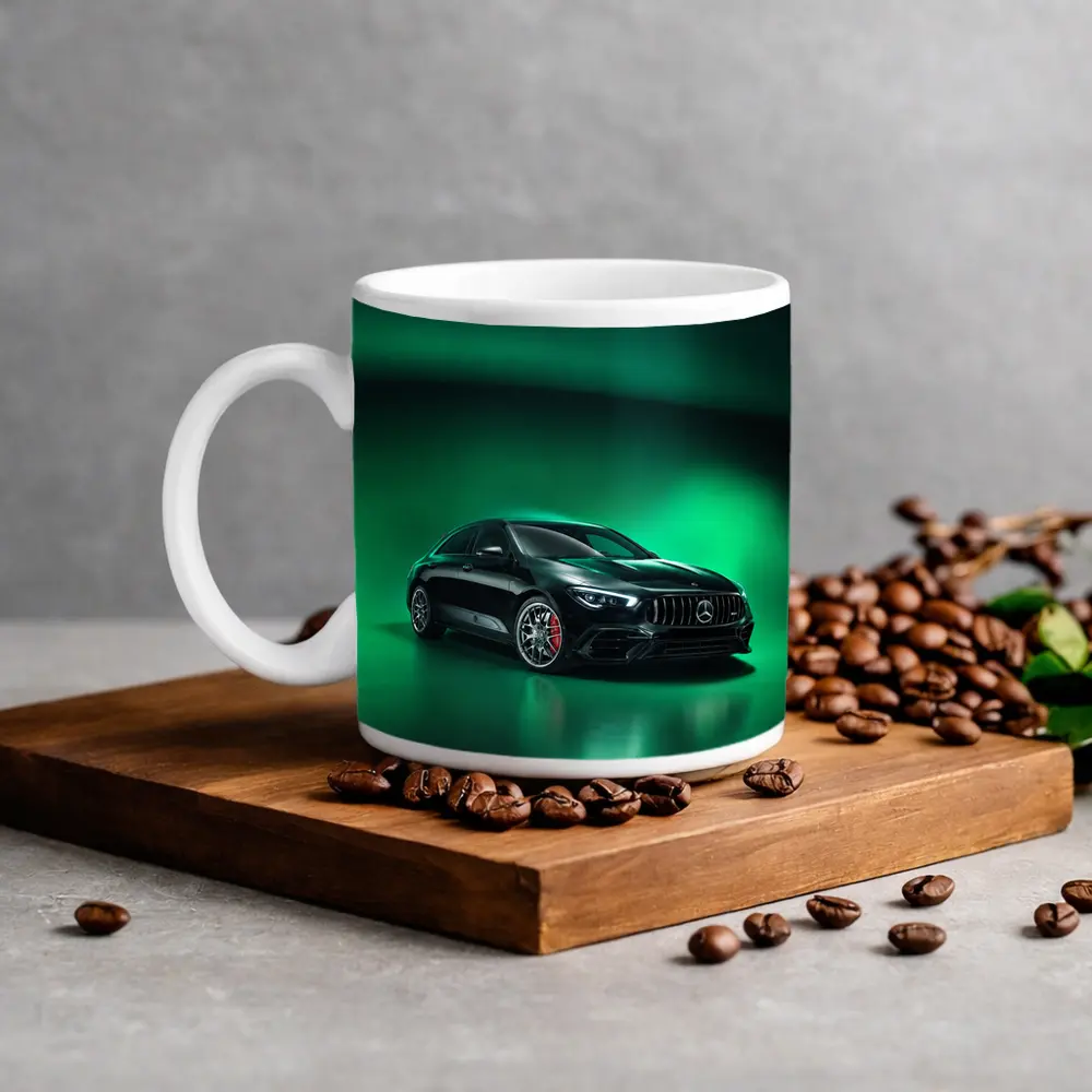 Mercedes AMG CLA Green Aurora Background – Mugs