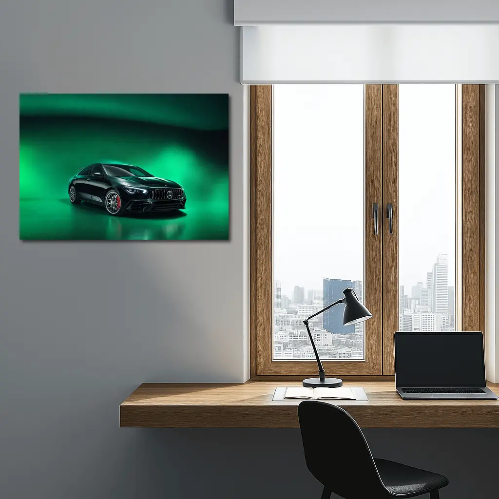Mercedes AMG CLA Green Aurora Background – Wall Art