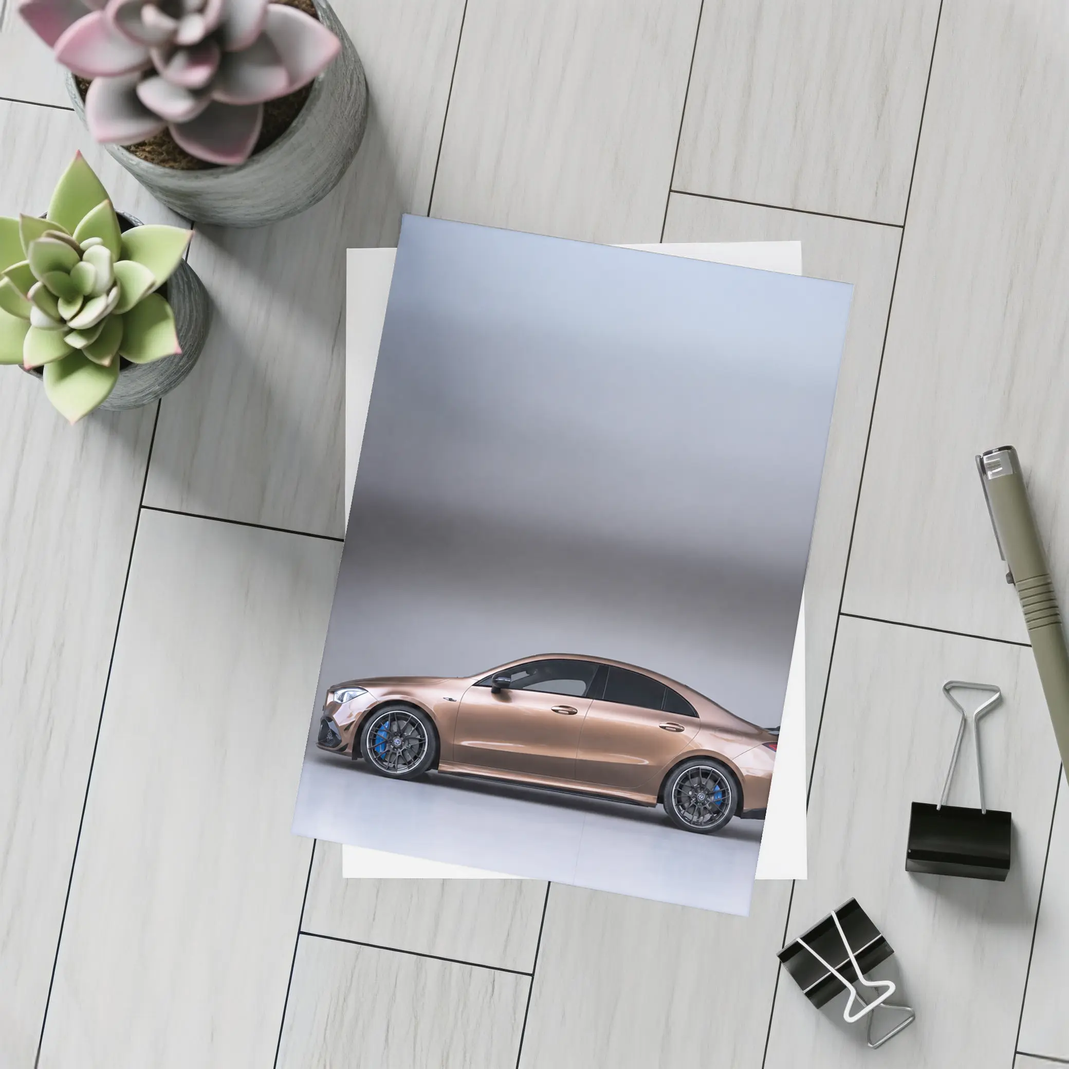 Mercedes CLA AMG Brown Studio Side Profile – Postcards