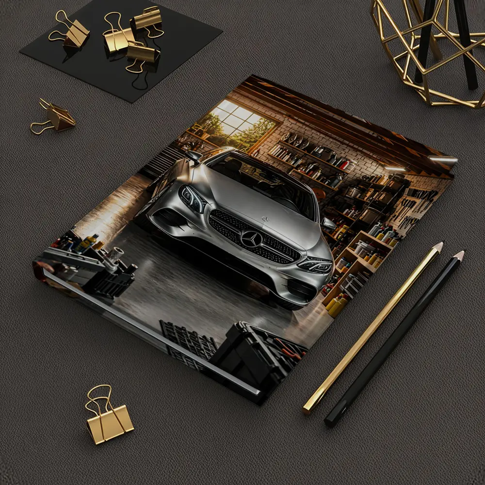 Mercedes E Class Silver Car Garage Setting – Notebooks