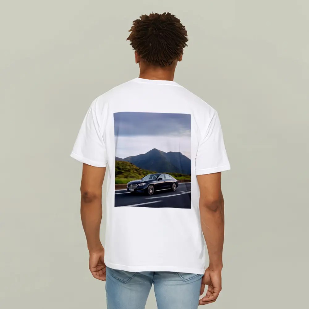Mercedes E-Class Driving Through Mountain Road – T-Shirts