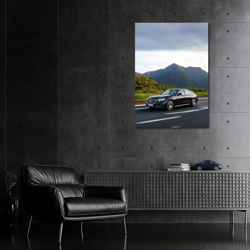 Mercedes E-Class Driving Through Mountain Road – Wall Art
