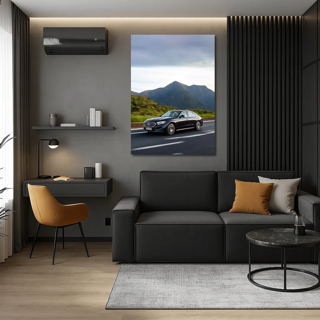 Mercedes E-Class Driving Through Mountain Road – Wall Art