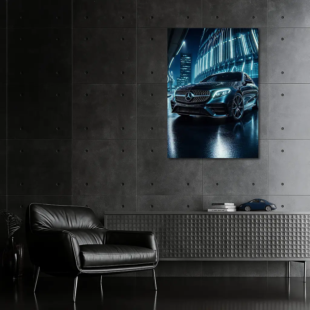 Mercedes E Class Neon City Night – Wall Art