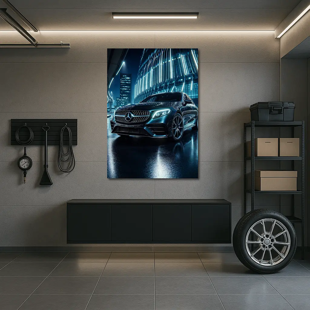 Mercedes E Class Neon City Night – Wall Art