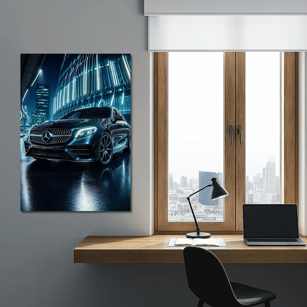 Mercedes E Class Neon City Night – Wall Art