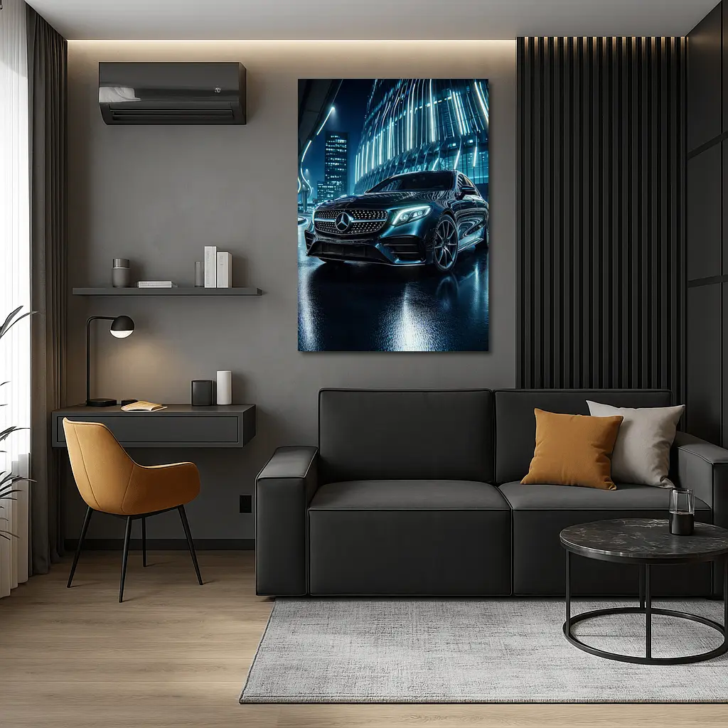 Mercedes E Class Neon City Night – Wall Art