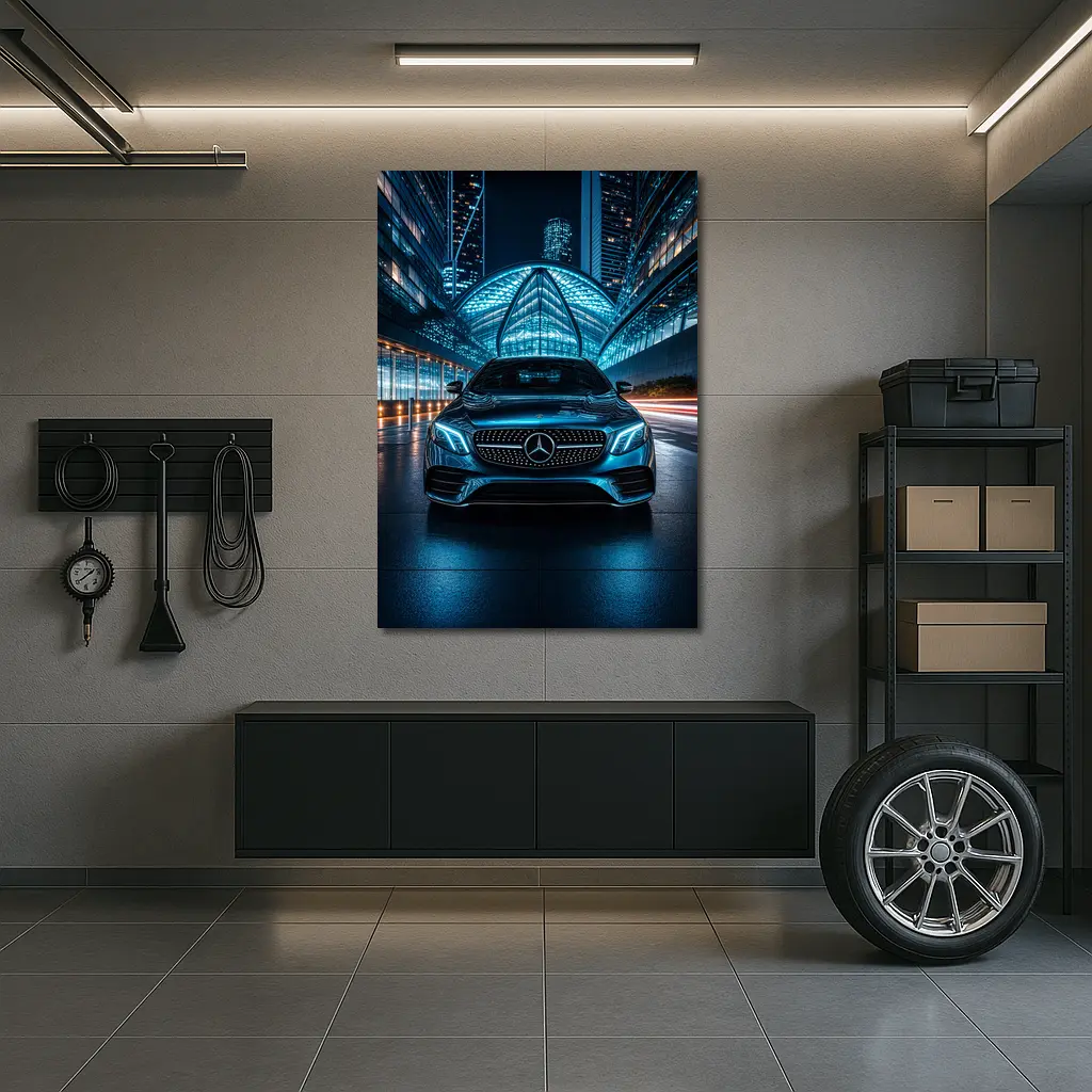 Mercedes E Class City Night Neon – Wall Art