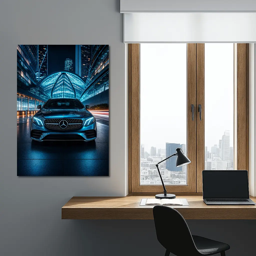 Mercedes E Class City Night Neon – Wall Art