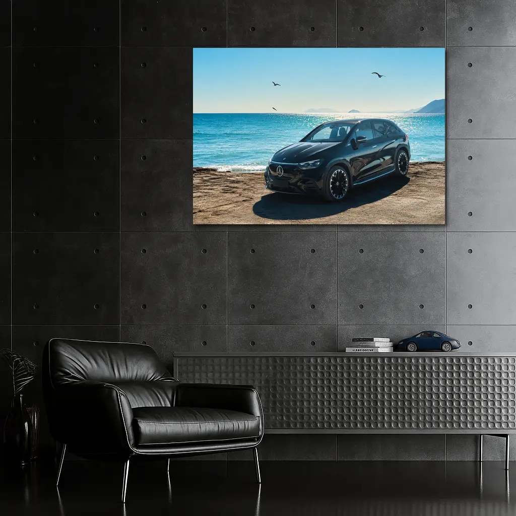 Mercedes EQS Black SUV Ocean Coast – Wall Art
