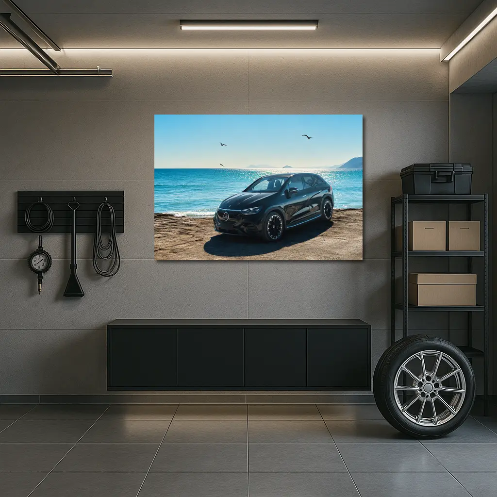 Mercedes EQS Black SUV Ocean Coast – Wall Art