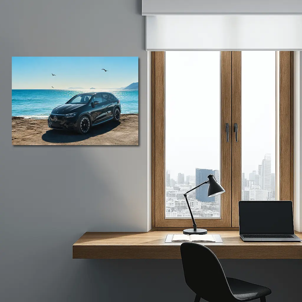 Mercedes EQS Black SUV Ocean Coast – Wall Art
