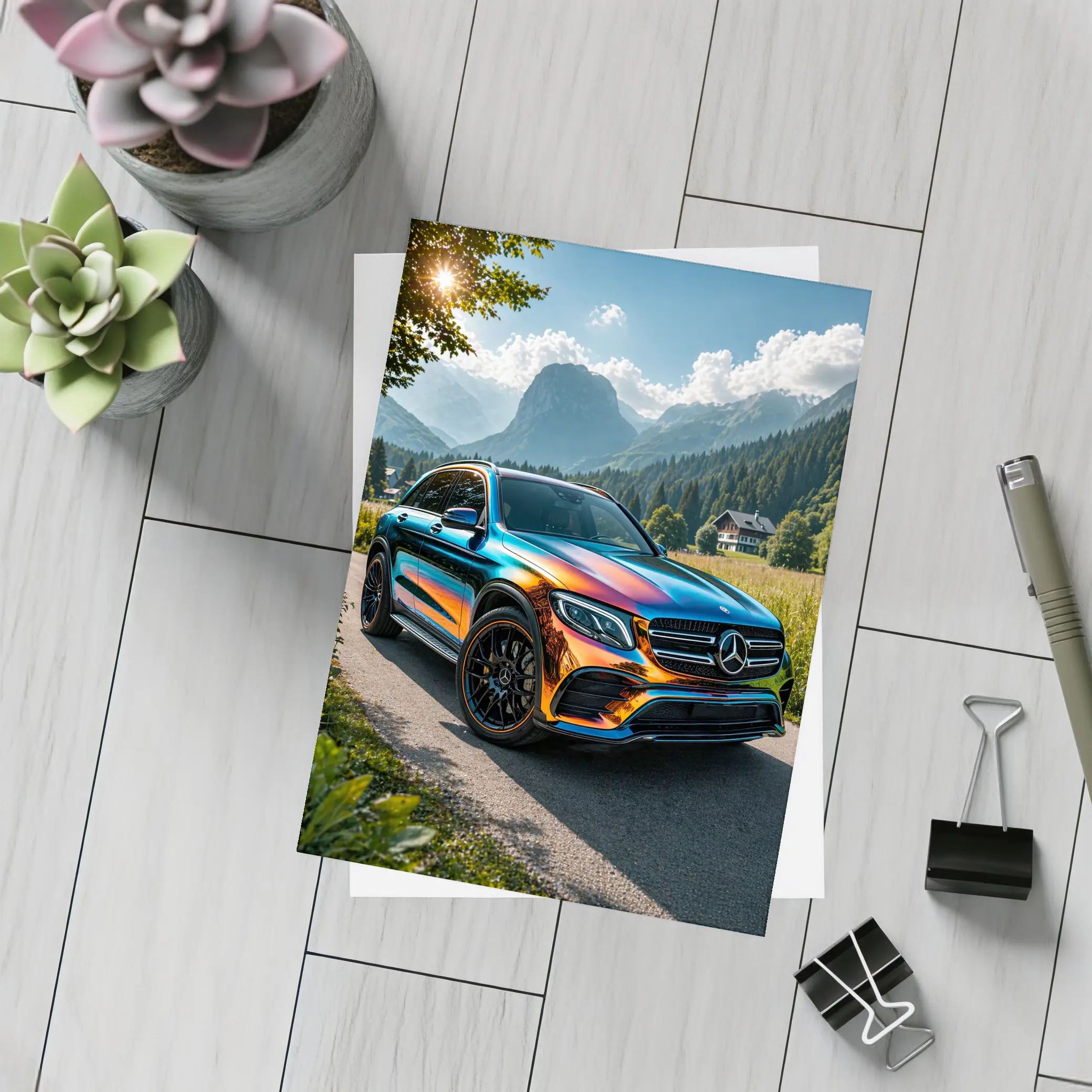 Mercedes GLC Iridescent Wrap Mountain Backdrop – Postcards