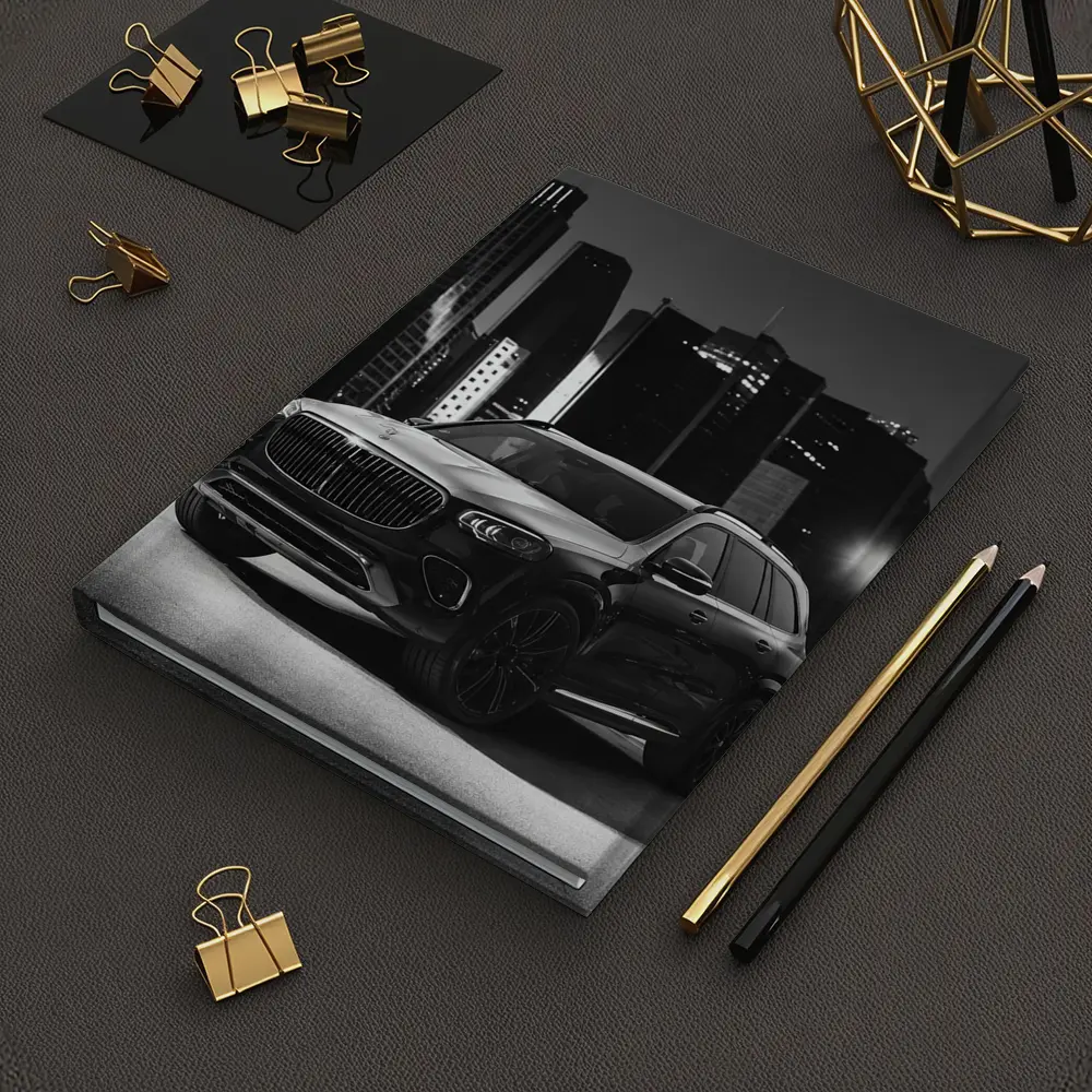 Mercedes GLS Night City Monochrome Street Scene – Notebooks