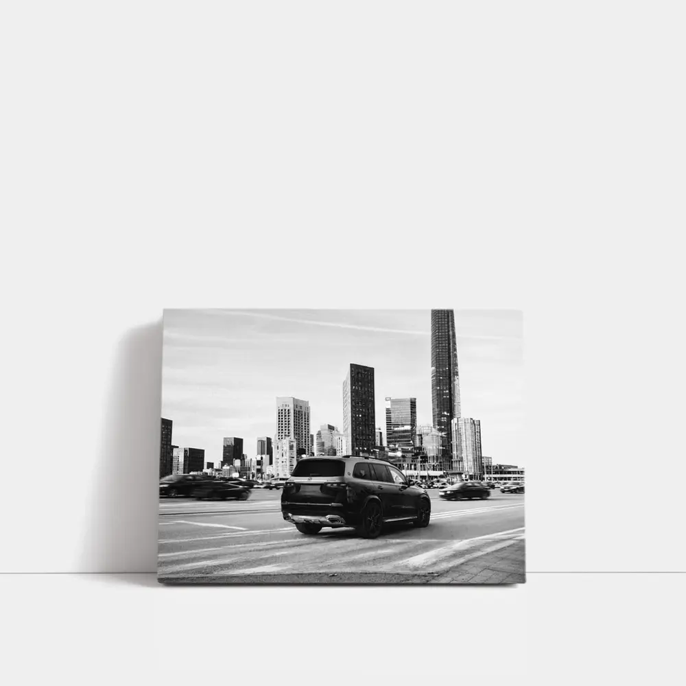 Mercedes GLS Black SUV City Skyline – Wall Art
