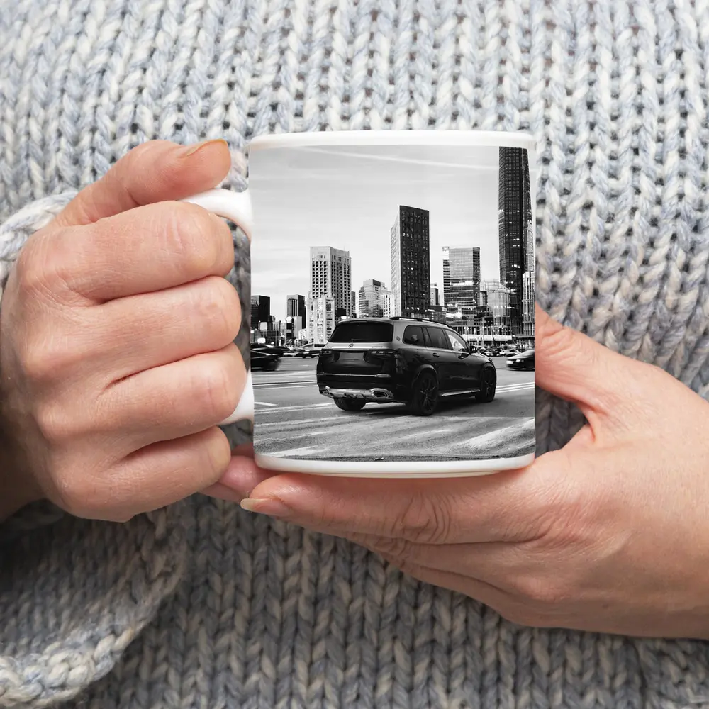 Mercedes GLS Black SUV City Skyline – Mugs