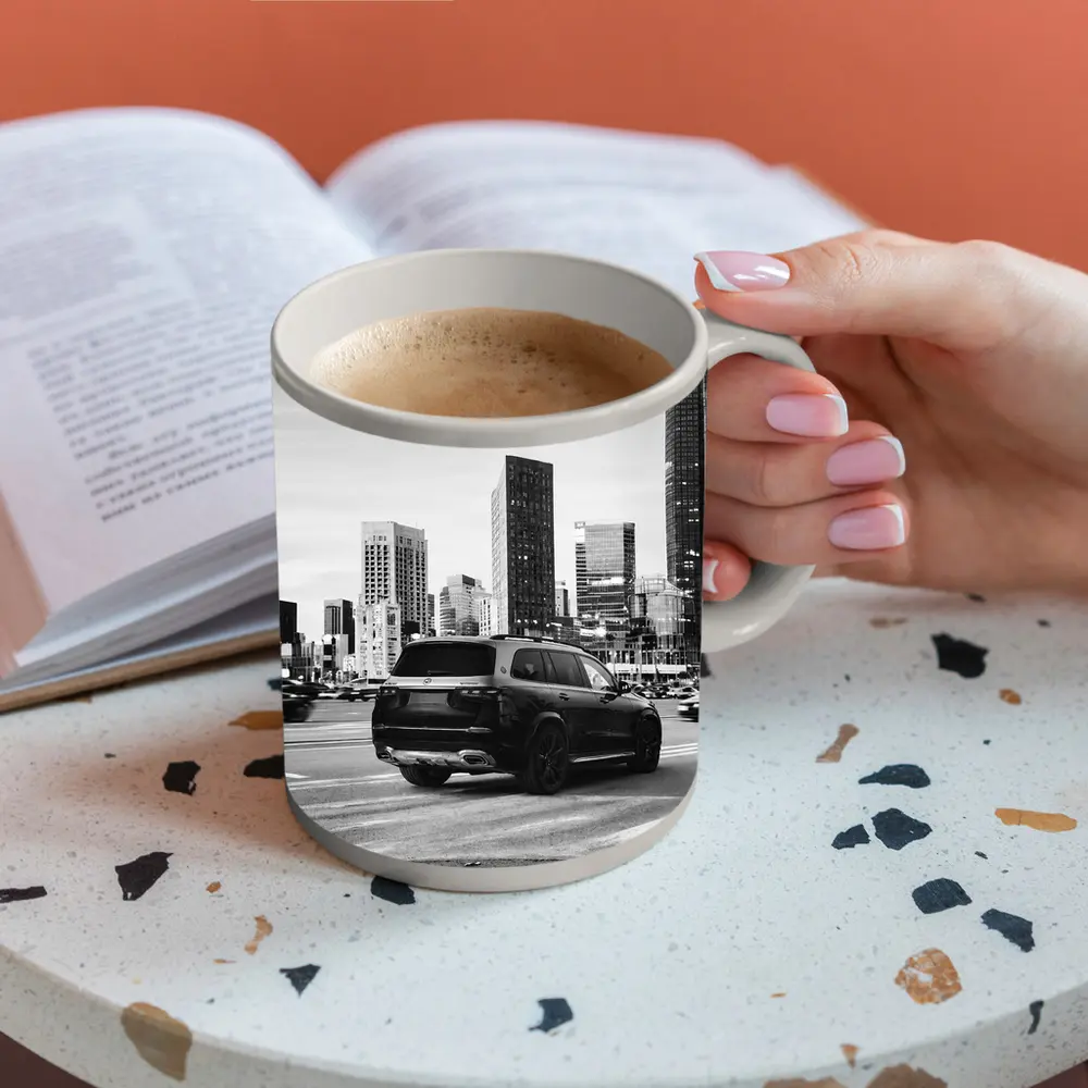 Mercedes GLS Black SUV City Skyline – Mugs
