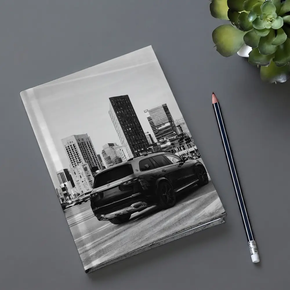 Mercedes GLS Black SUV City Skyline – Notebooks