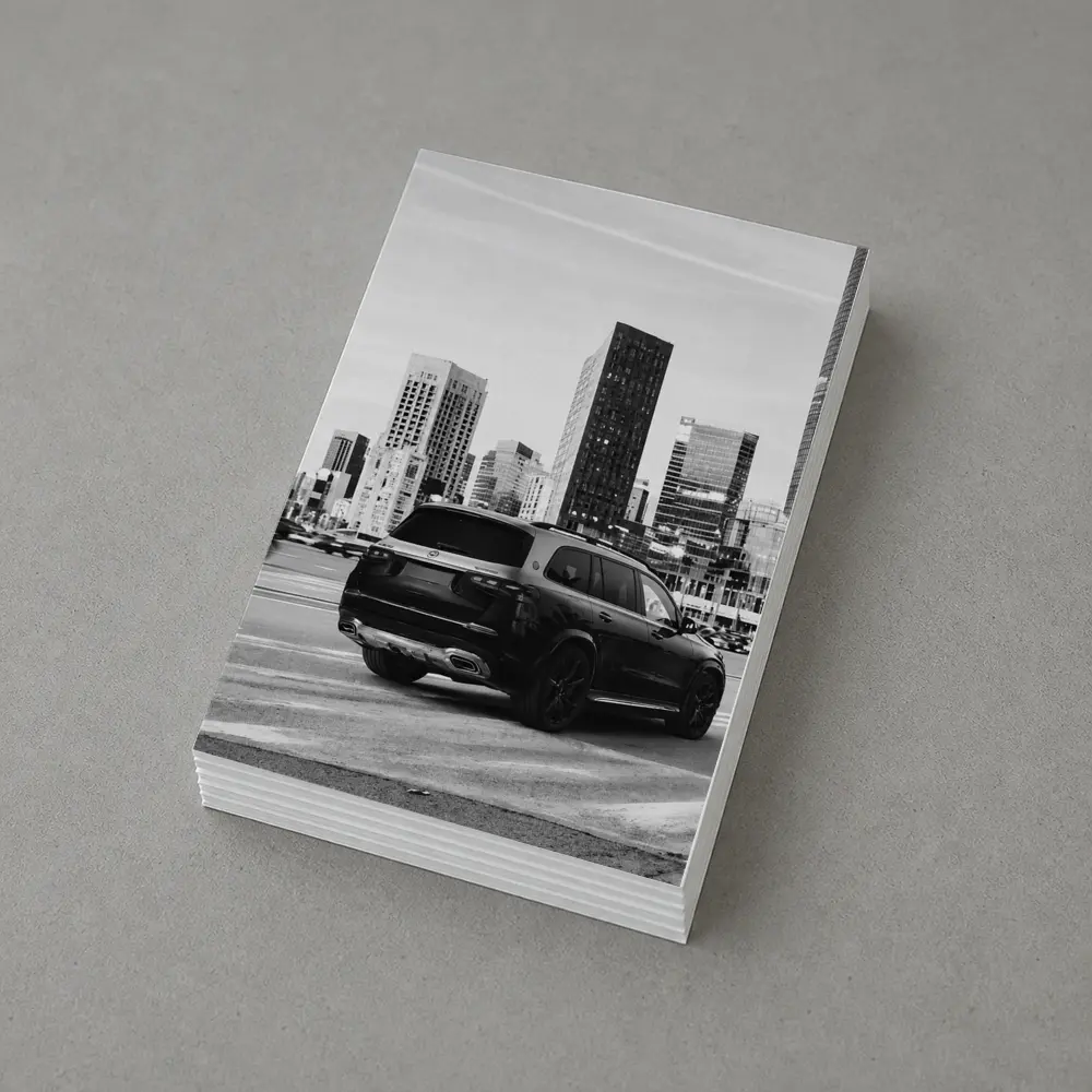 Mercedes GLS Black SUV City Skyline – Postcards