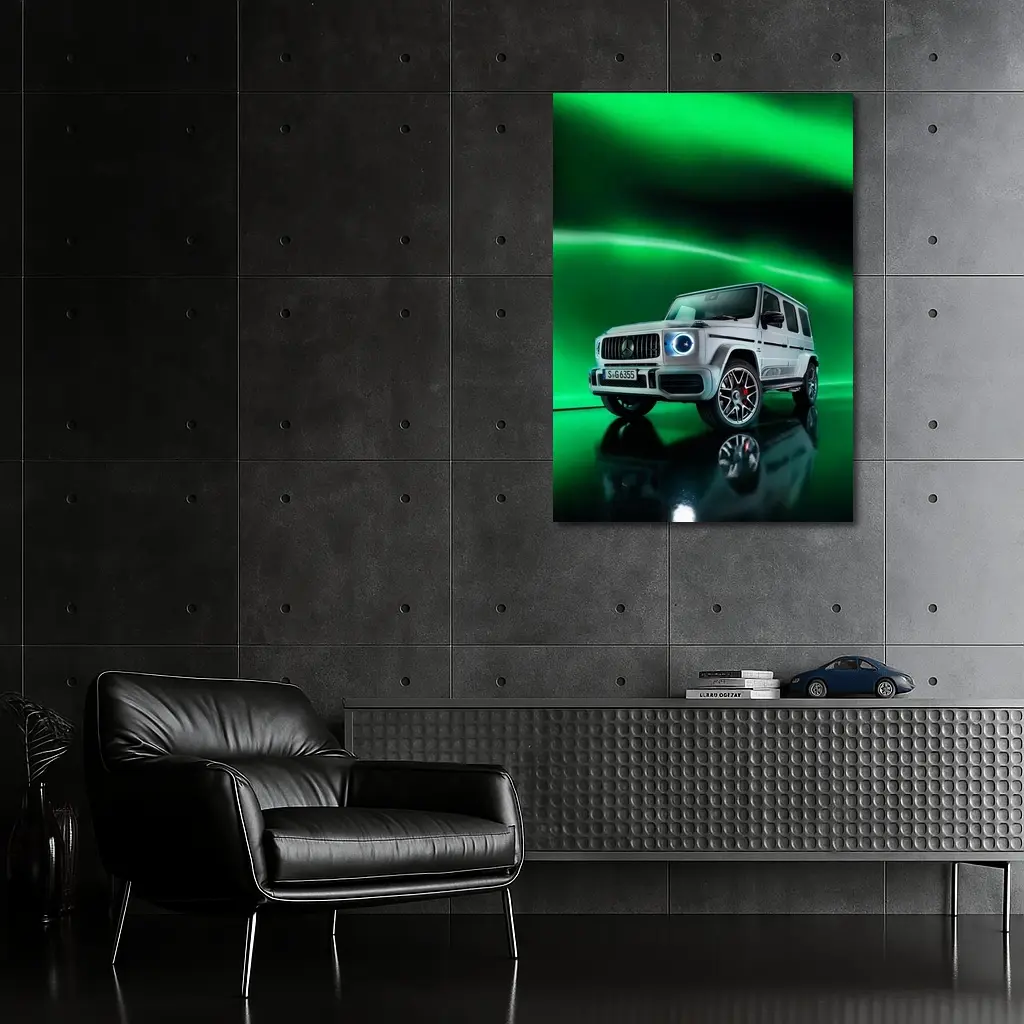 Mercedes AMG G Class Green Neon Background – Wall Art