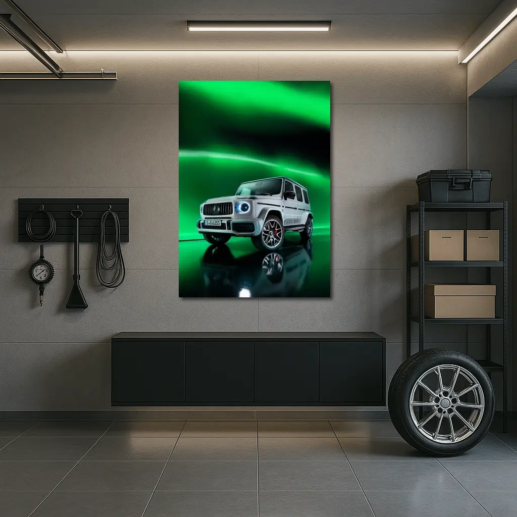 Mercedes AMG G Class Green Neon Background – Wall Art