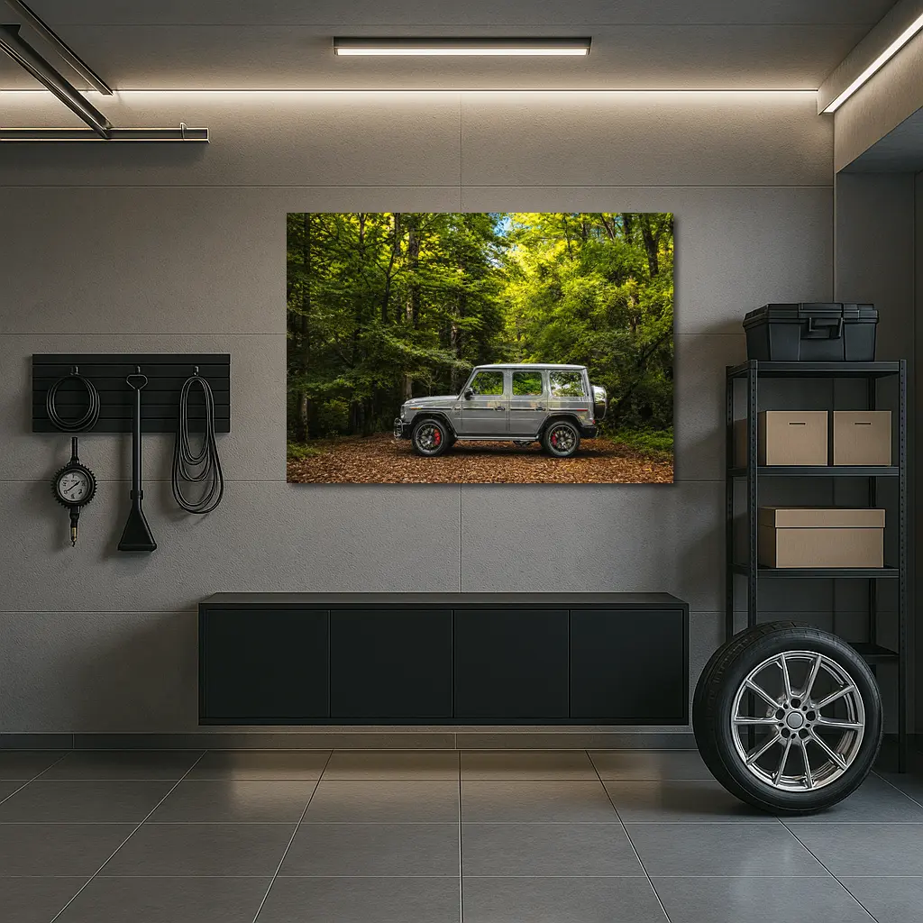 Mercedes G Wagon Silver Forest Setting – Wall Art