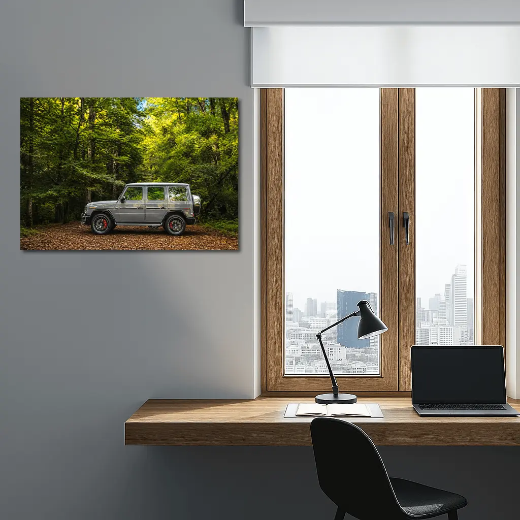 Mercedes G Wagon Silver Forest Setting – Wall Art
