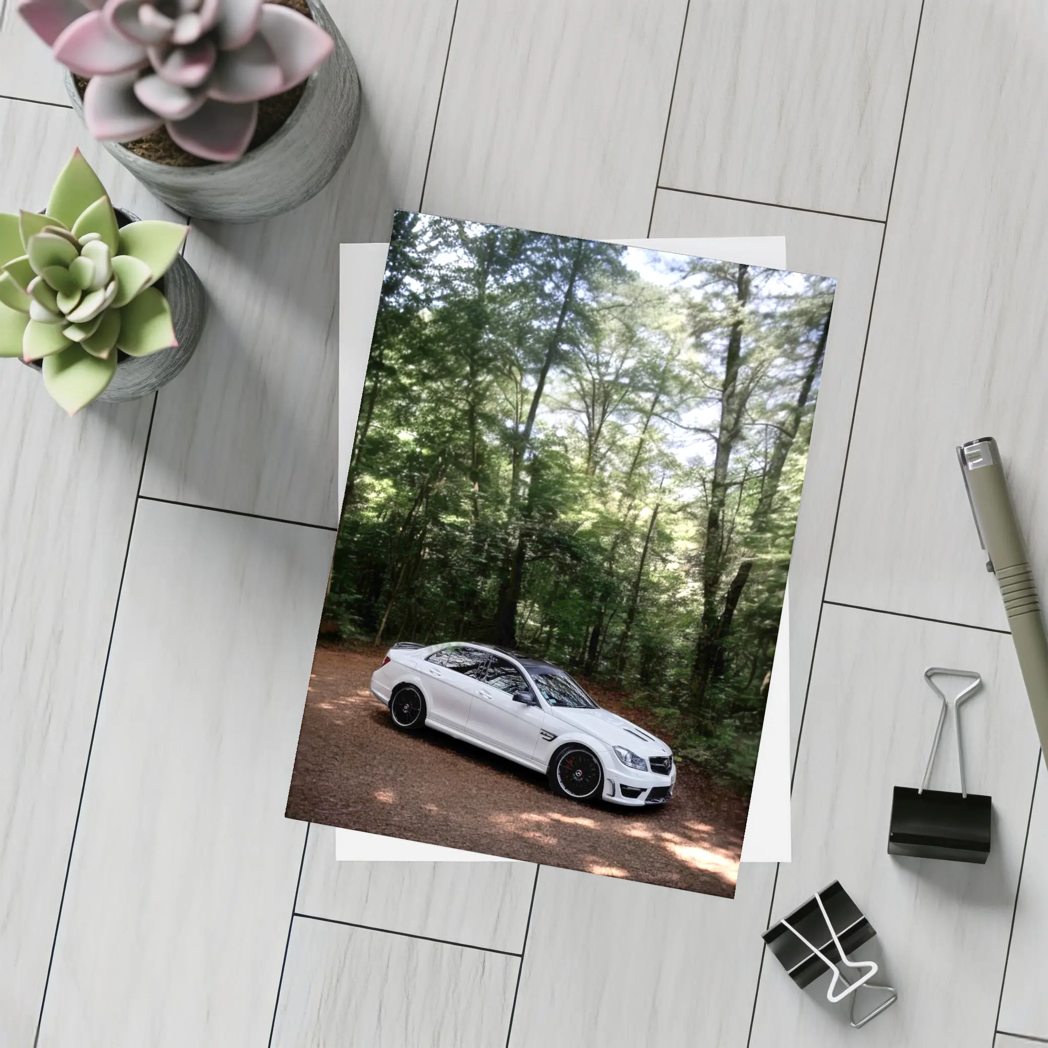 Mercedes C63 AMG White Forest Road – Postcards