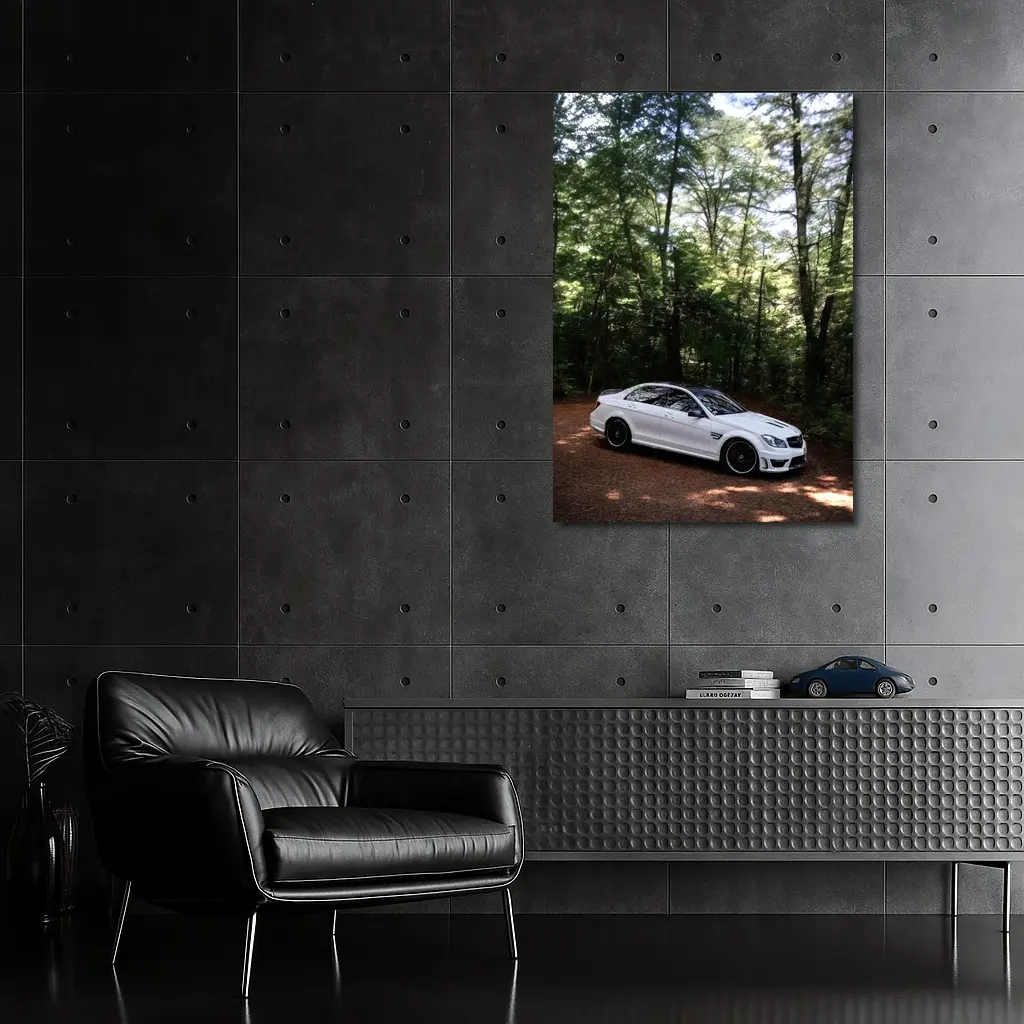 Mercedes C63 AMG White Forest Road – Wall Art