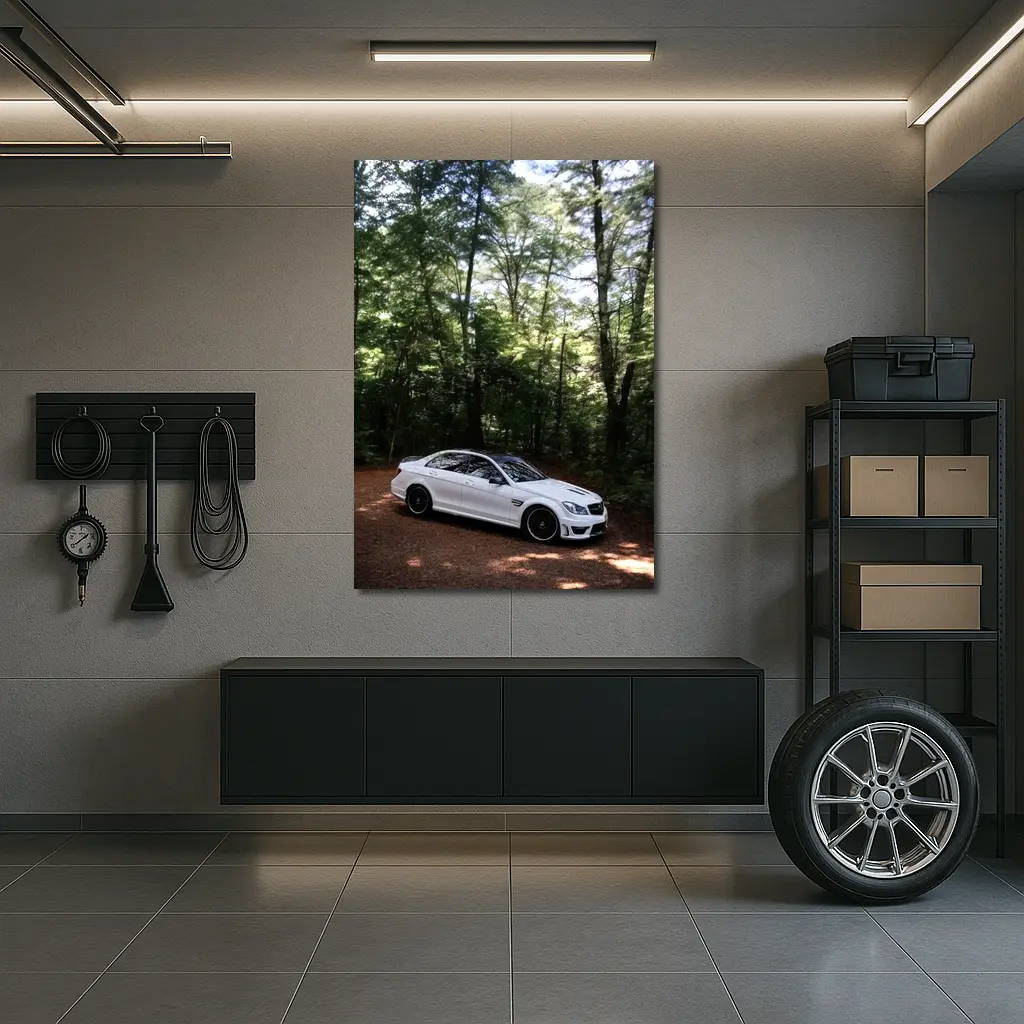 Mercedes C63 AMG White Forest Road – Wall Art