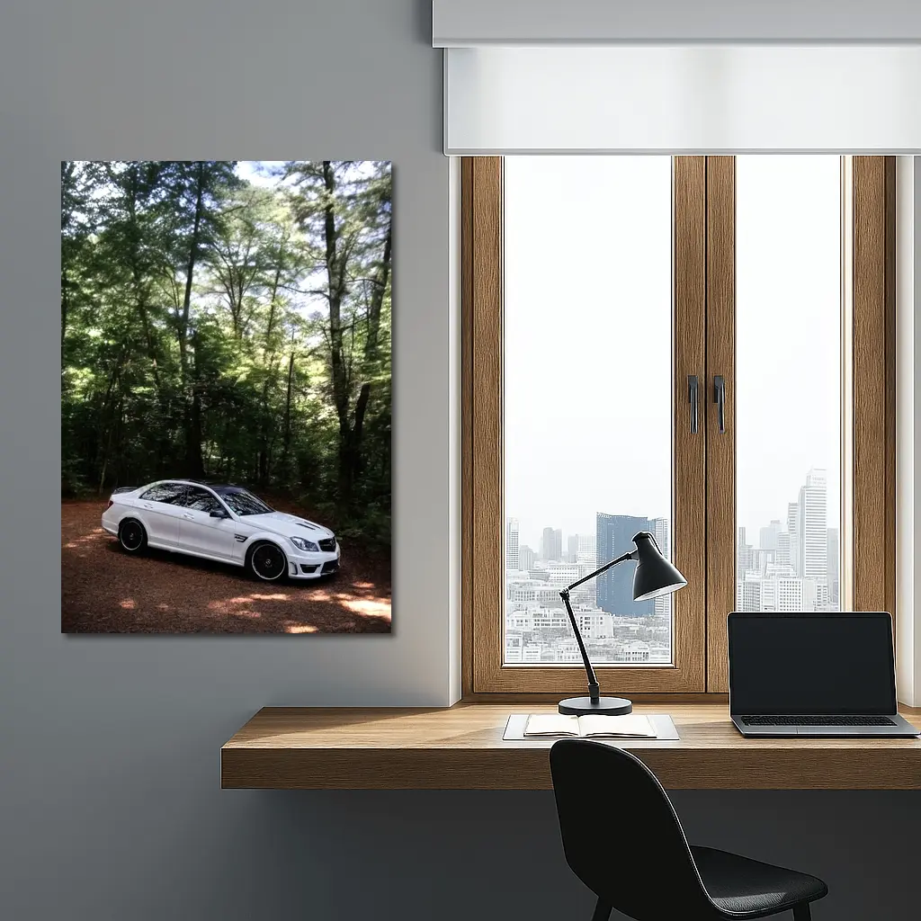 Mercedes C63 AMG White Forest Road – Wall Art
