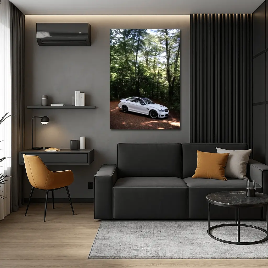 Mercedes C63 AMG White Forest Road – Wall Art