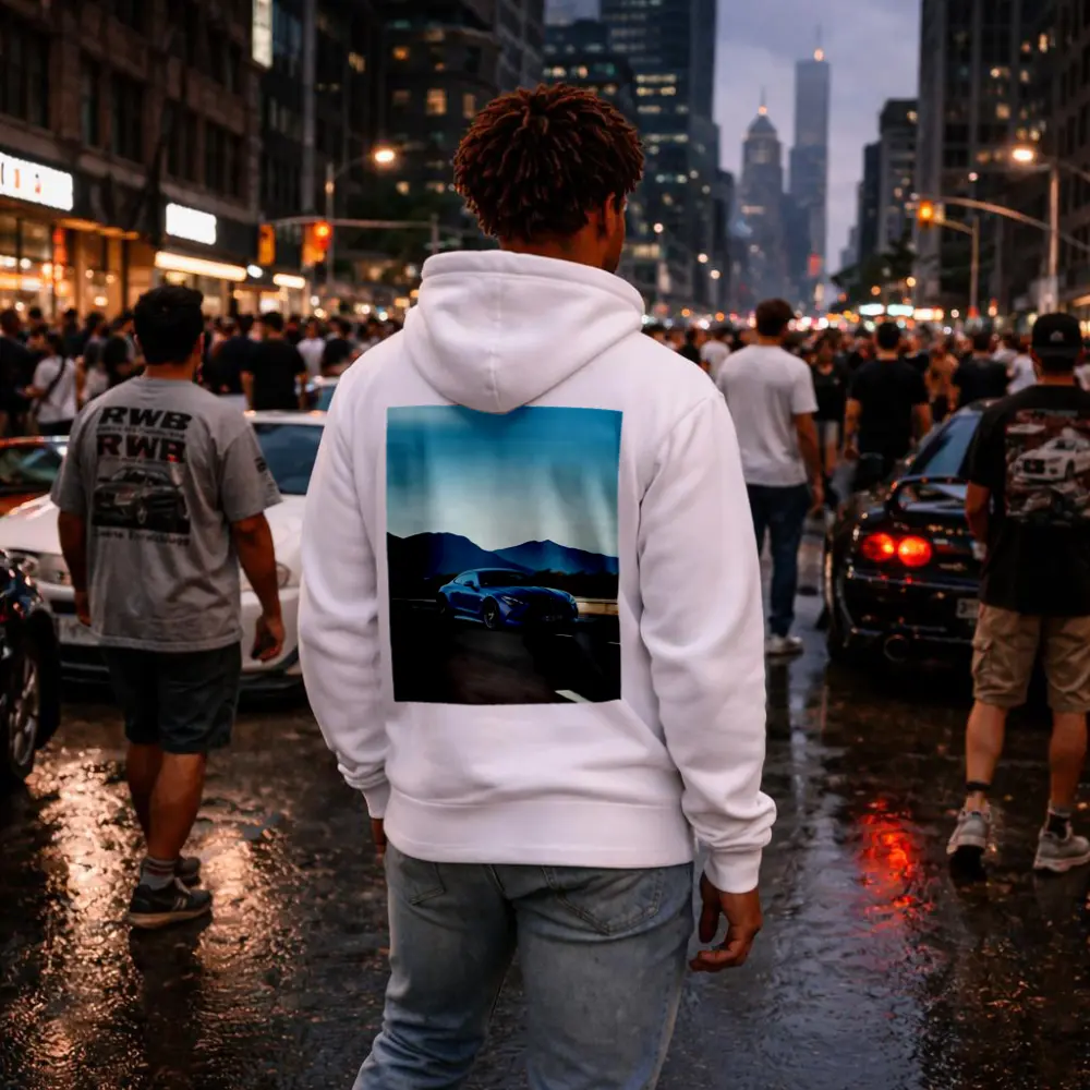 Mercedes AMG GT Blue Coupe Mountain Road – Hoodies